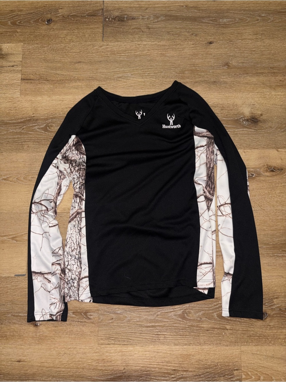 Worth Men's Black Long-Sleeve Performance Shirt with Camo Panels